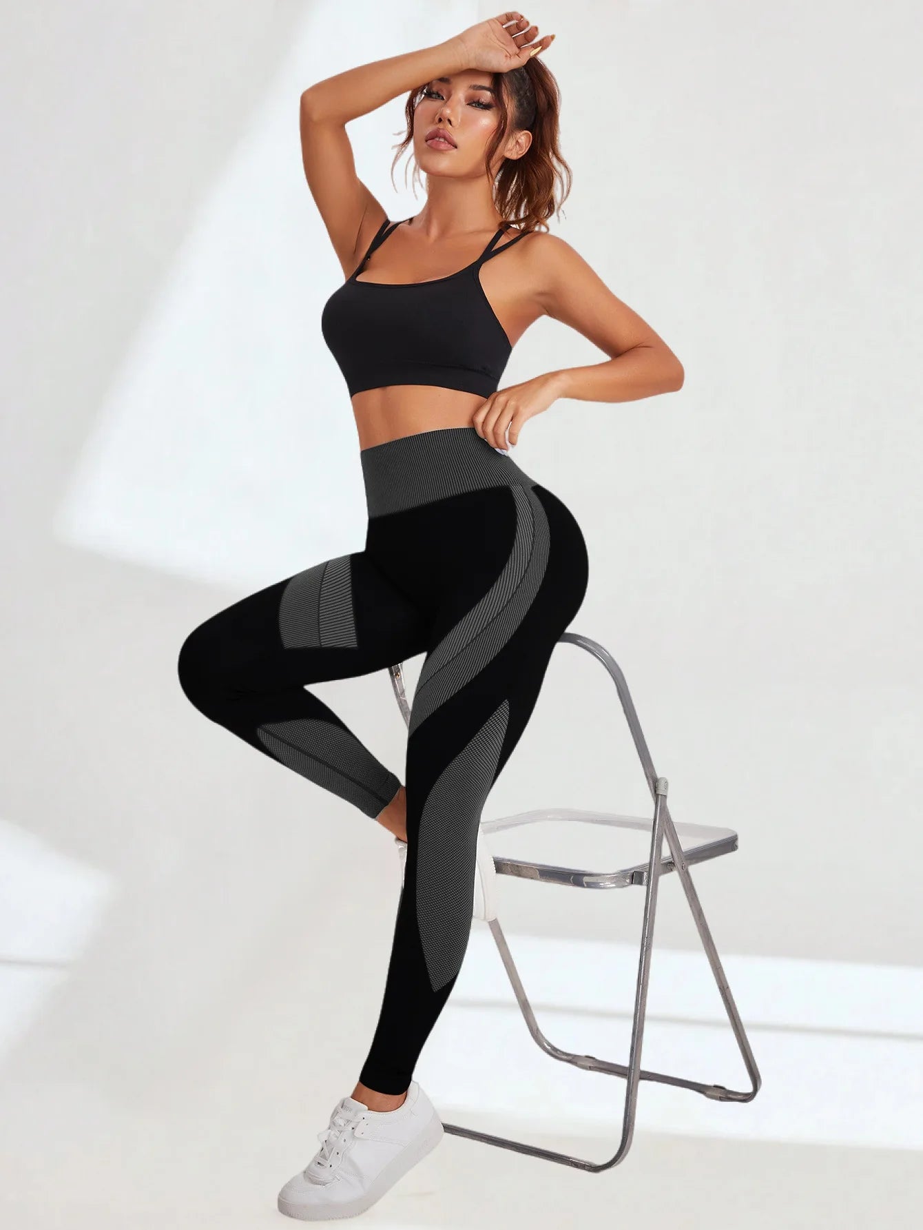model posing in sculpting leggings